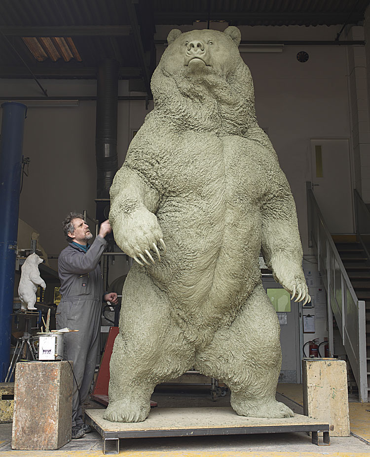 Sculptor Nick Bibby and Indomitable in production. Photo courtesy of Nick Bibby