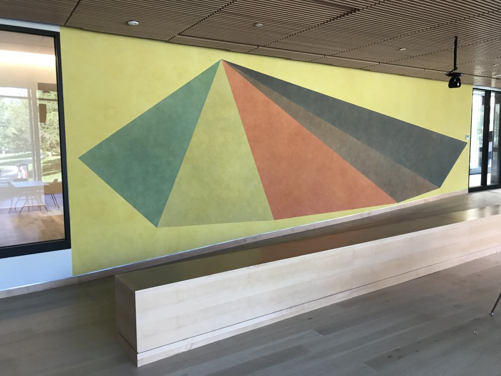 Sol LeWitt | Wall Drawing #436: Asymmetrical pyramid with color ink washes superimposed