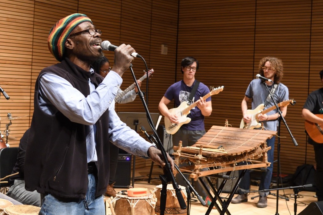 Marting Obeng leading the World Music Ensemble