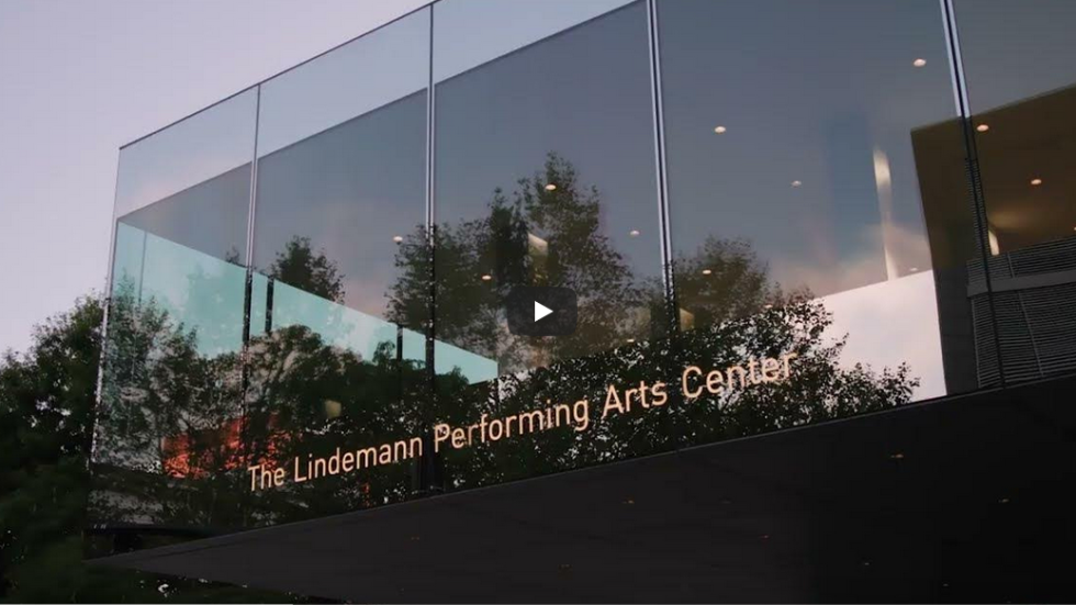 The opening frame of the time-lapse video. An exterior view of The Lindemann lobby